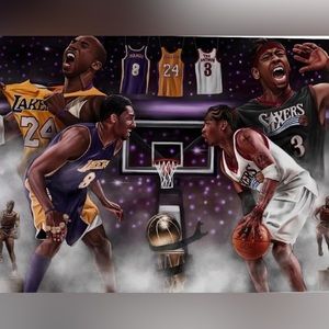 Lakers sixers basketball players Kobe Bryant and Allen Iverson